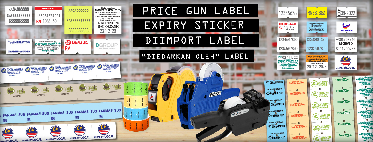 price label, expiry label, diimport dan diedarkan oleh sticker.